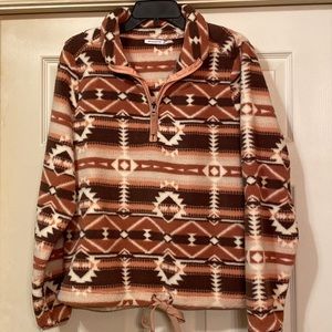 STACCATO AZTEC PRINT FLEECE PULLOVER SIZE M